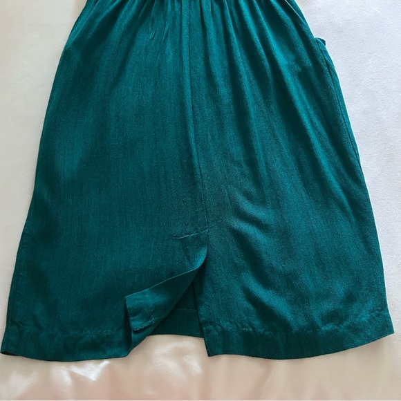 VTG Danny & Nicole New York | Teal Green Collared Dress w/ Big Pockets | Size 8 - Picture 15 of 16